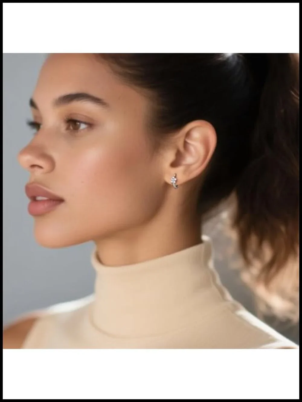 Sterling Silver Huggie Hoop Earrings with Cubic Zirconia for Women